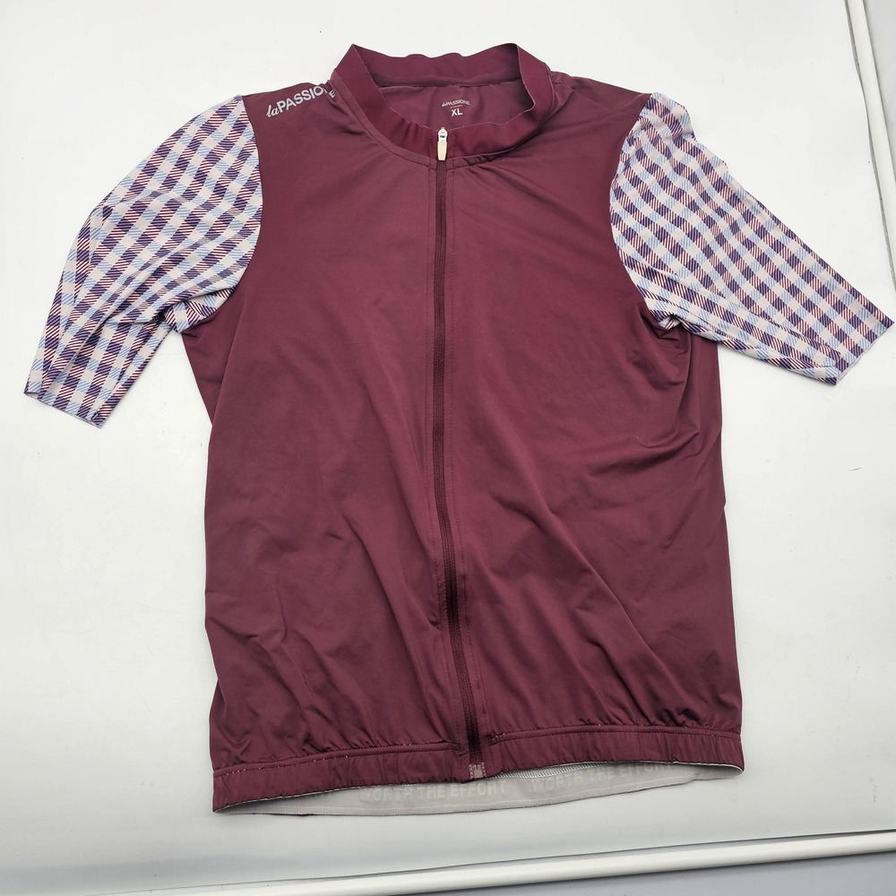 La Passione Vichy Jersey Mens XL Cycling Short Sleeve Red Check Full Zip